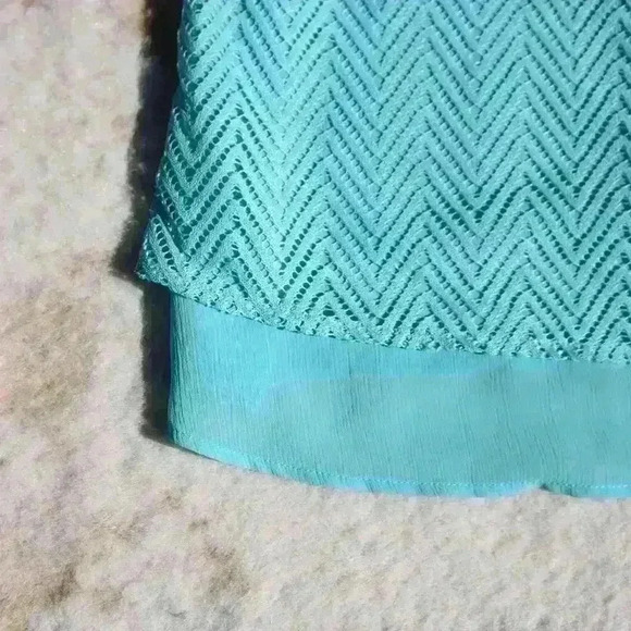 CANDIES 90s Y2K Teal Lace Tiered Cropped Flare Floaty Relaxed Tank Top Women XL - Picture 2 of 11